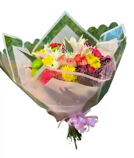 Ramo Mixto Premium – Lirio, Rosas Y Crisantemos