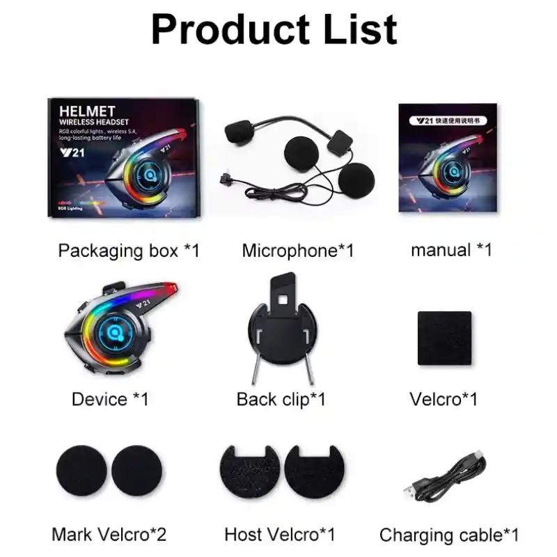 Intercomunicador Bluetooth Manos Libres Y21 Rgb Casco Moto