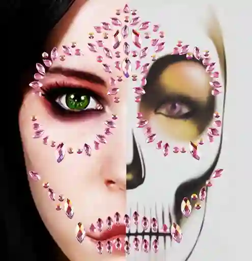 Halloween Maquillaje De Calavera Perlas Adhesivas Faciales Colores Surtidos