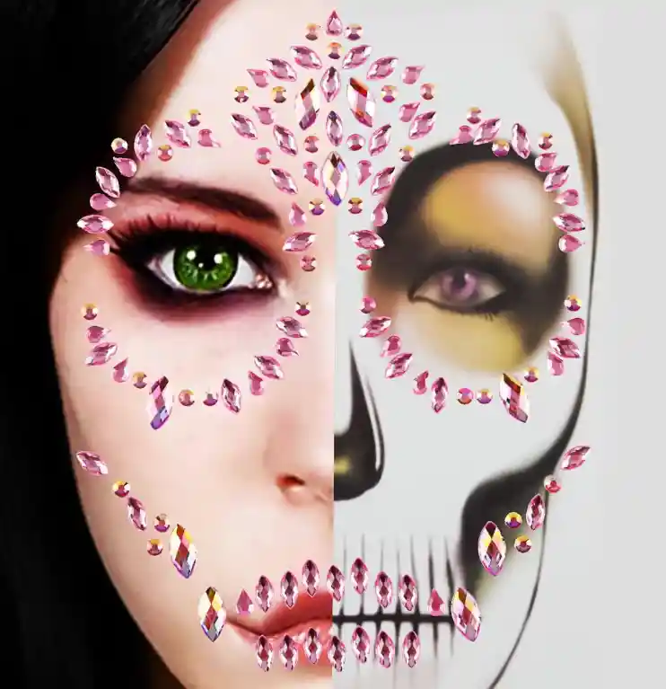 Halloween Maquillaje De Calavera Perlas Adhesivas Faciales Colores Surtidos
