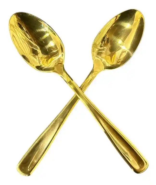 Juego De 12 Cucharas Doradas De Acero Inoxidable
