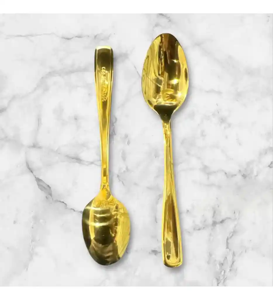 Juego De 12 Cucharas Doradas De Acero Inoxidable