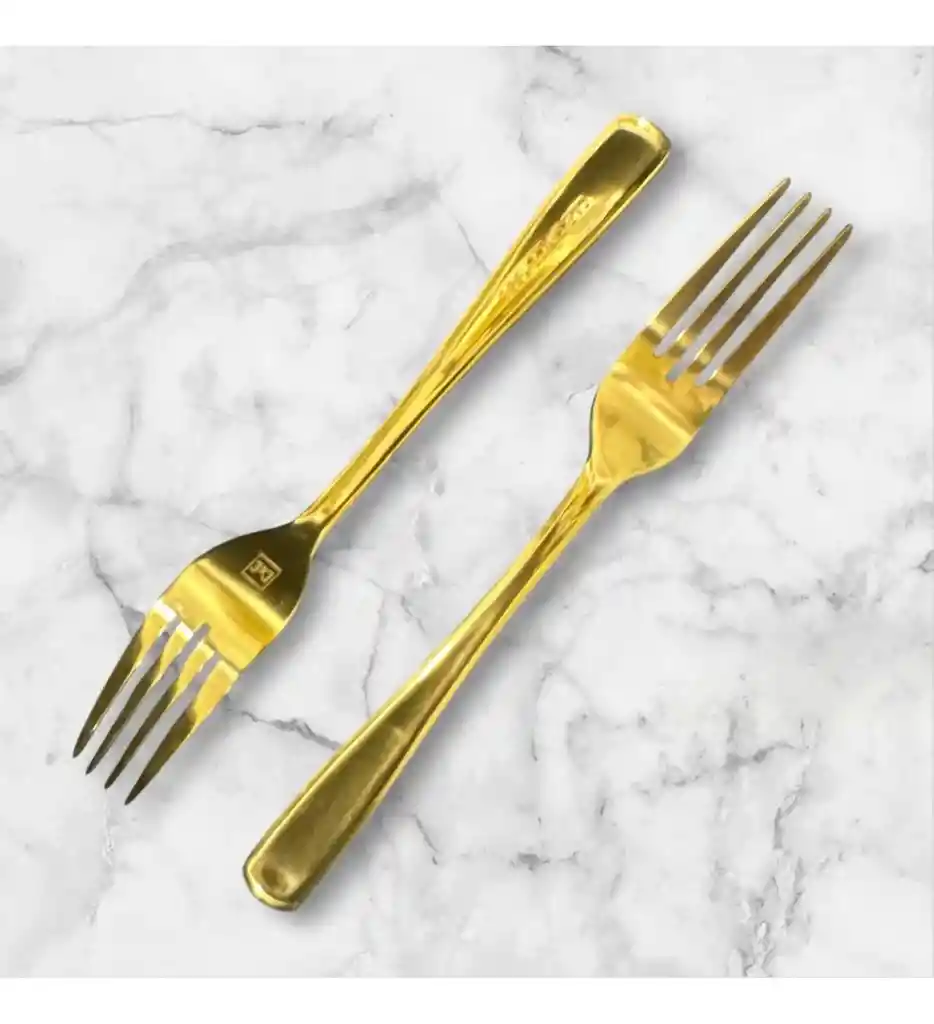 Juego De 12 Tenedores Dorados De Acero Inoxidable