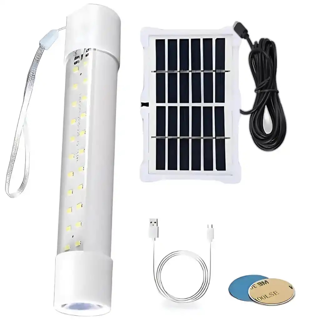 Linterna Led Con Panel Solar Camping