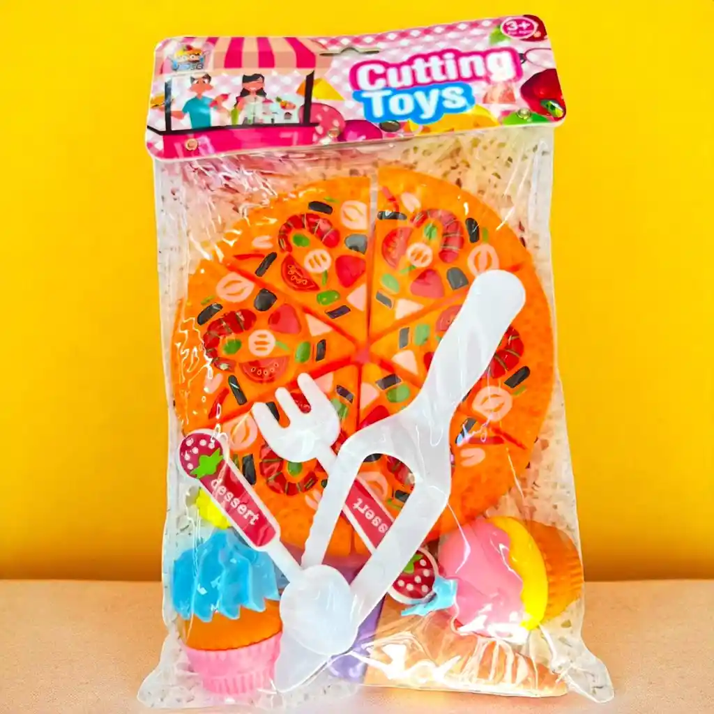 Juguete Set Pizza Y Postres Comida Didáctica Juego De Simulación