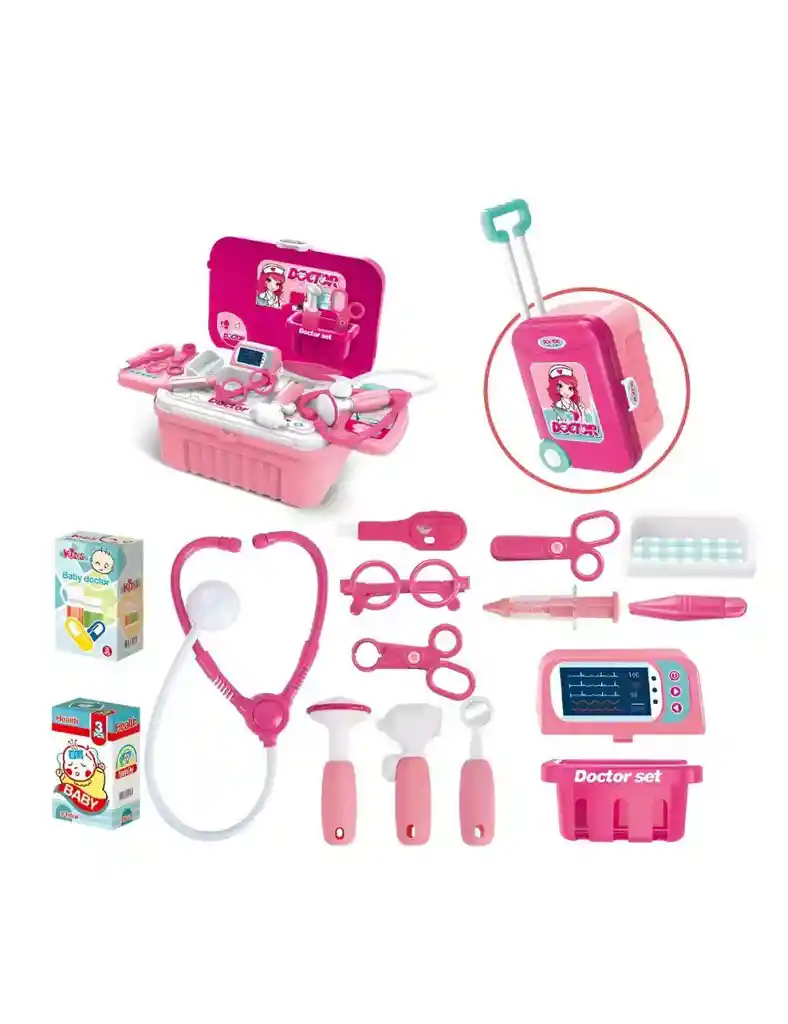 Kit De Medico Para Niños Y Niñas, Juego De Simulacion De Doctor Maleta Con Rueditas