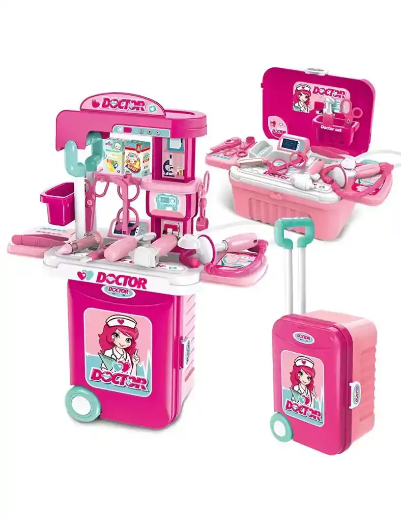 Kit De Medico Para Niños Y Niñas, Juego De Simulacion De Doctor Maleta Con Rueditas
