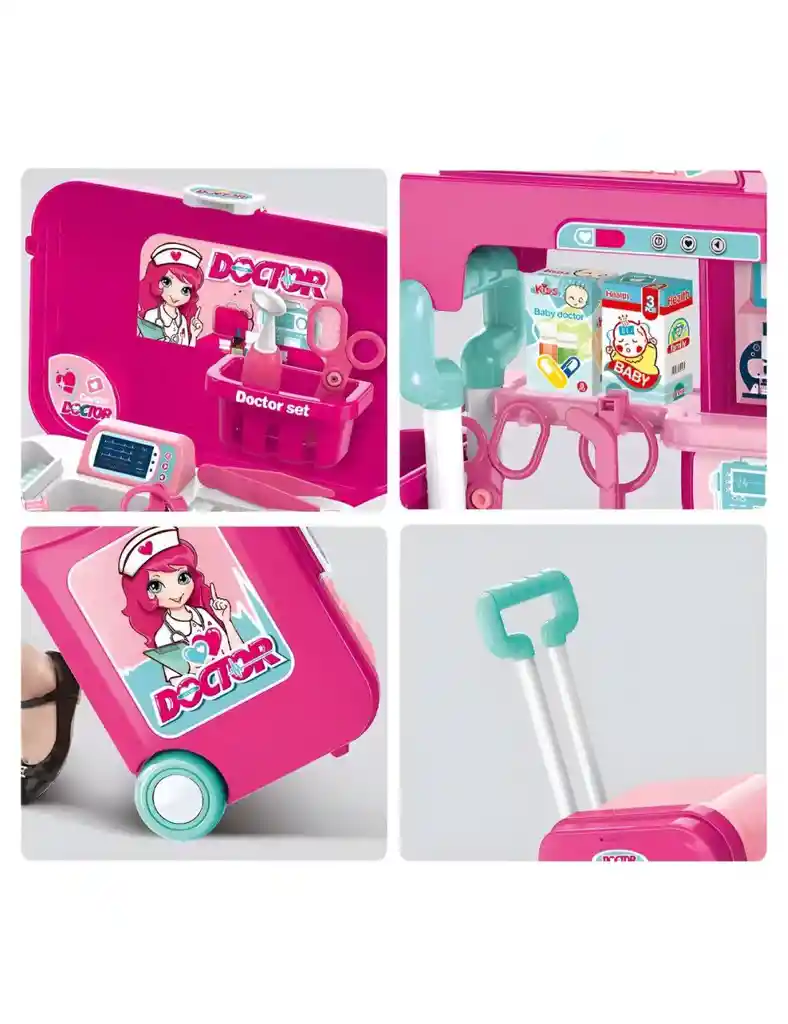 Kit De Medico Para Niños Y Niñas, Juego De Simulacion De Doctor Maleta Con Rueditas