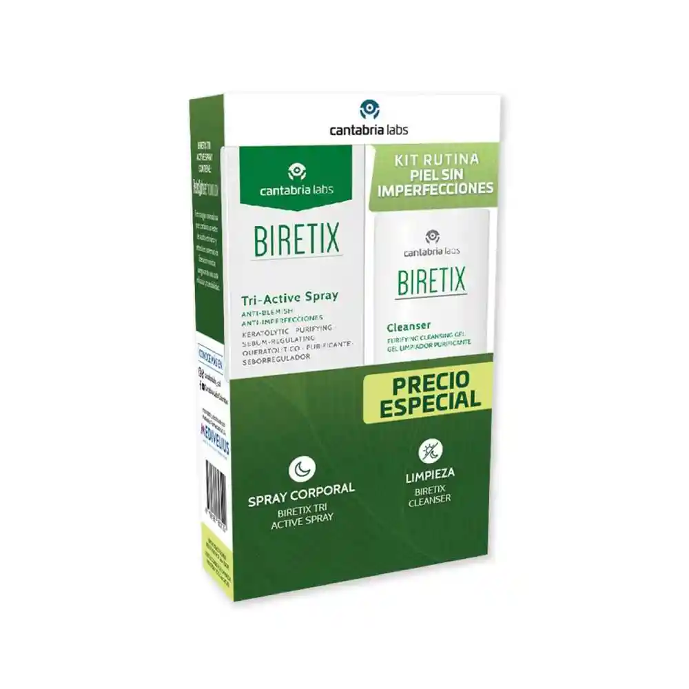 Kit Biretix Triactive Spray + Biretix Cleanser Gel Limpiador 200ml