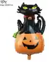 Globo Metalizado Calabaza Con Gato 86cm Decoracion De Halloween
