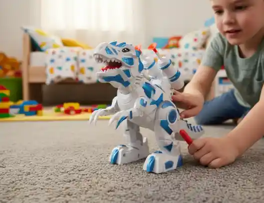 Dinosaurio Blanco Movimiento Y Luz / Lanzador Dardos.