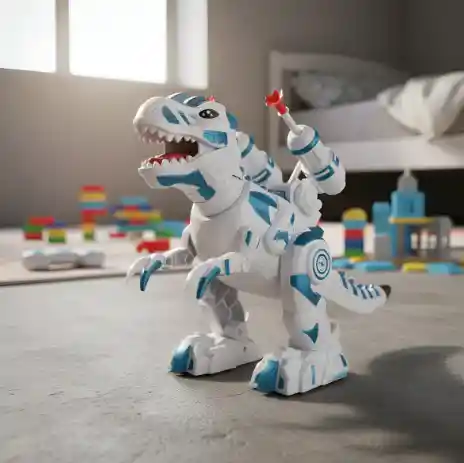 Dinosaurio Blanco Movimiento Y Luz / Lanzador Dardos.