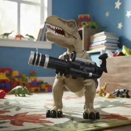 Dinosaurio A Control Remoto Que Dispara Y Camina.