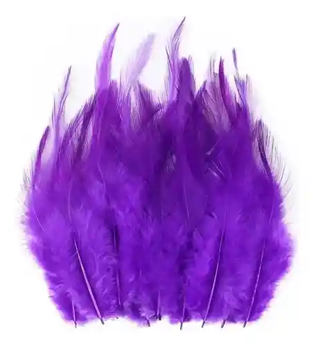 Plumas Sintéticas Decorativas Color Morado Paquete X20 Unidades