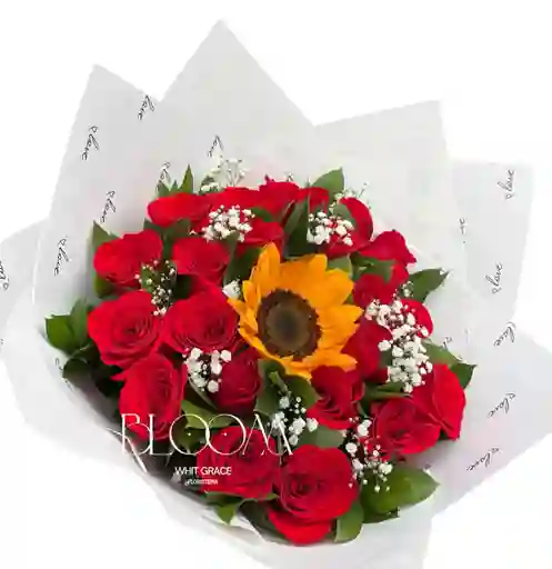Flores Rosas Rojas Y Girasol, Amor Lindo