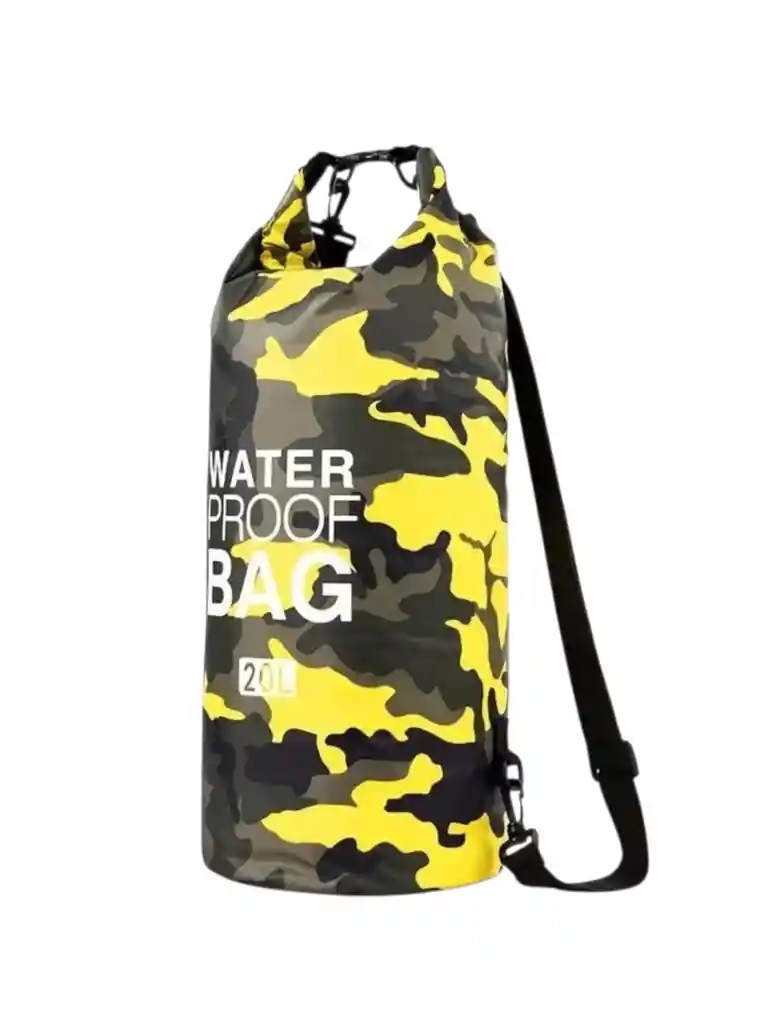 Bolsa / Maletín Impermeable De 20 Litros, Bolsa Seca De Almacenamiento Amarillo Camuflado