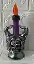 Vela O Veladora Led Con Pilas Halloween Morada 18cm De Alto
