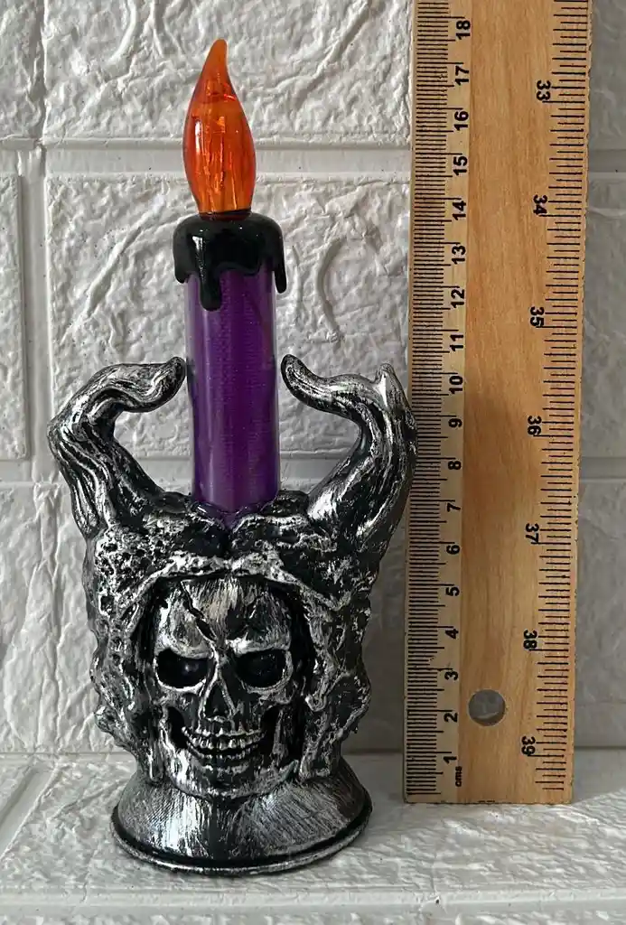 Vela O Veladora Led Con Pilas Halloween Morada 18cm De Alto