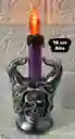 Vela O Veladora Led Con Pilas Halloween Morada 18cm De Alto