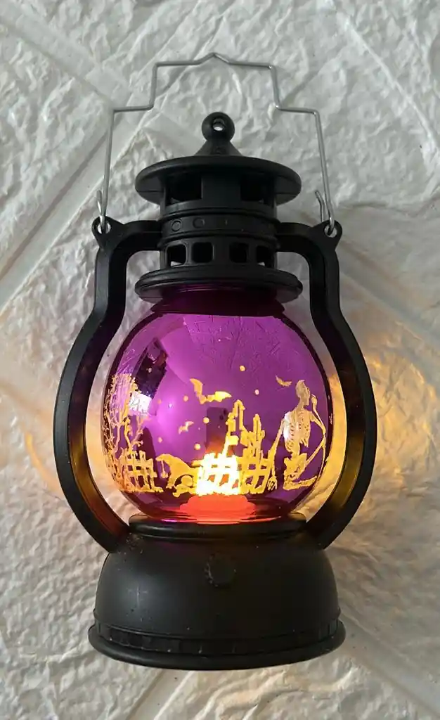 Vela O Veladora Led Con Pilas Halloween Morada