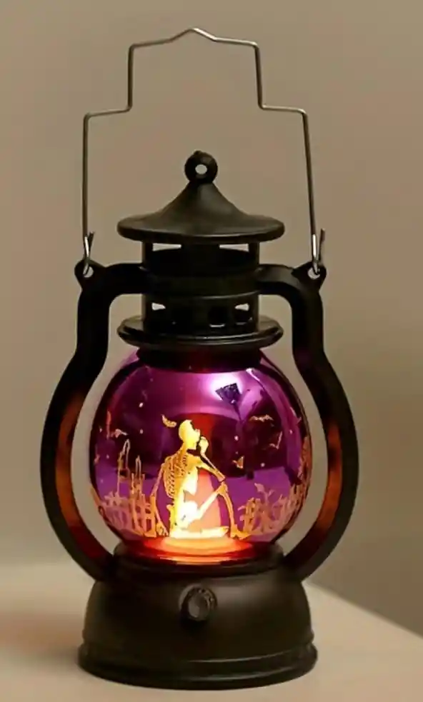 Vela O Veladora Led Con Pilas Halloween Morada