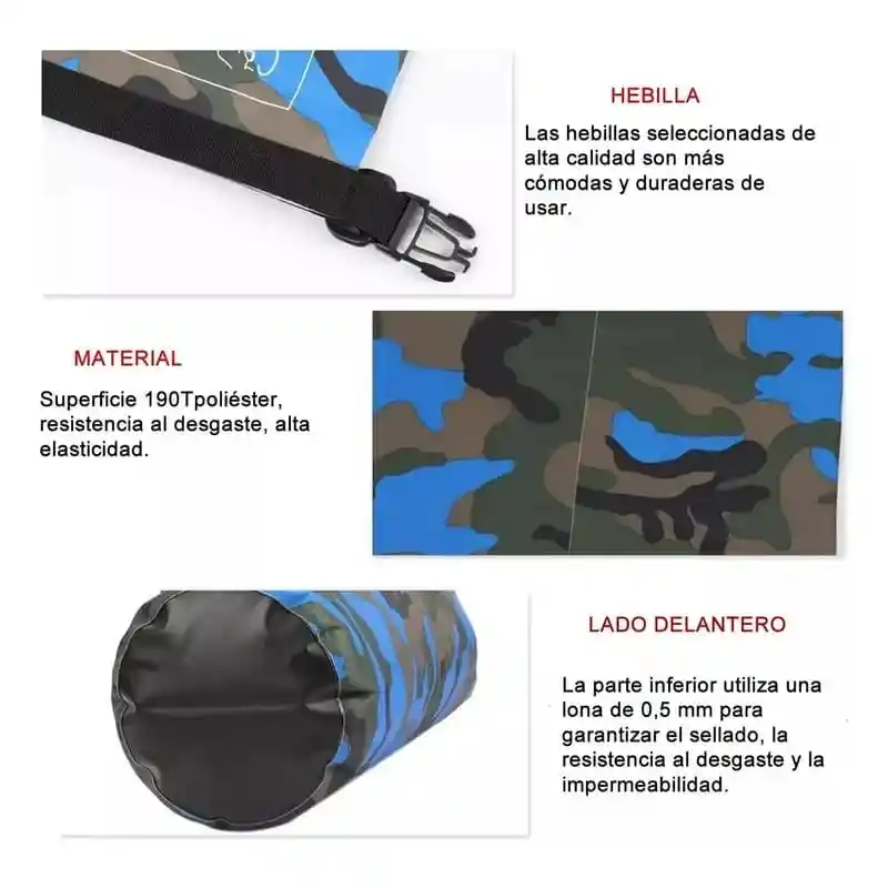 Bolsa / Maletín Impermeable De 20 Litros, Bolsa Seca De Almacenamiento Fucsia Camuflado