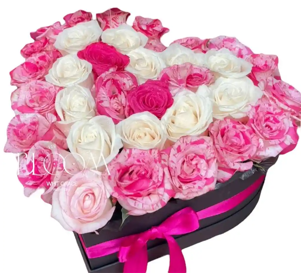 Flores Rosas Pink En Corazon