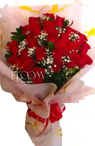 Flores Rosas Rojas X24 En Ramillete