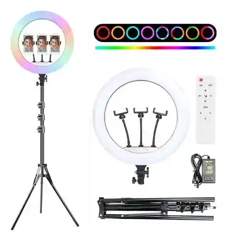 Aro De Luz Led 45cm Con Trípode Y Control Rgb