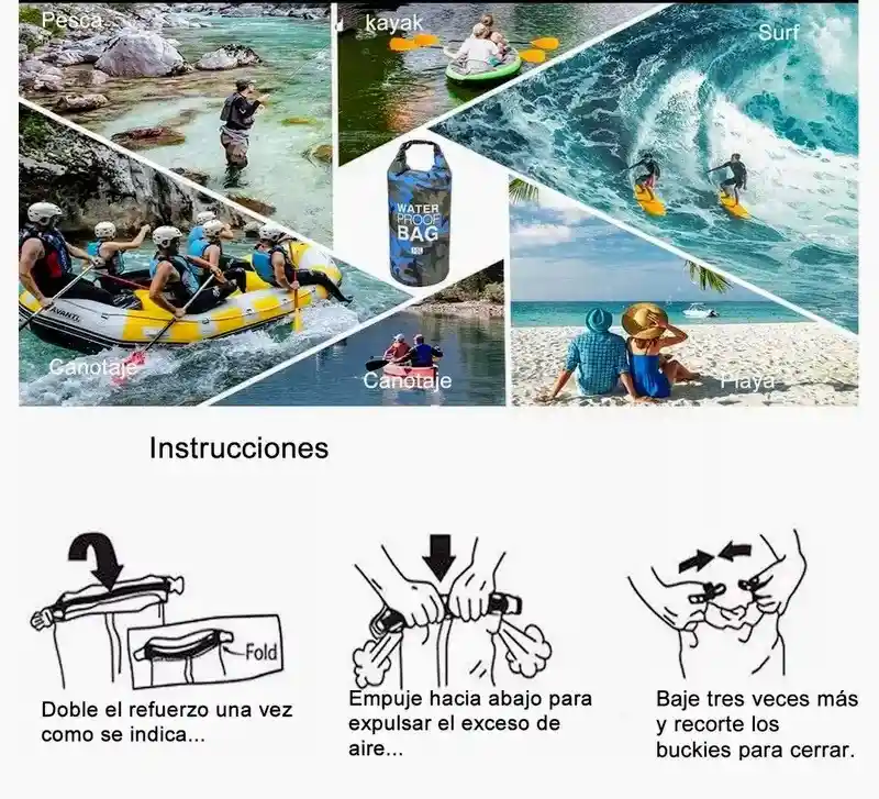 Bolsa / Maletín Impermeable De 20 Litros, Bolsa Seca De Almacenamiento Azul Camuflado