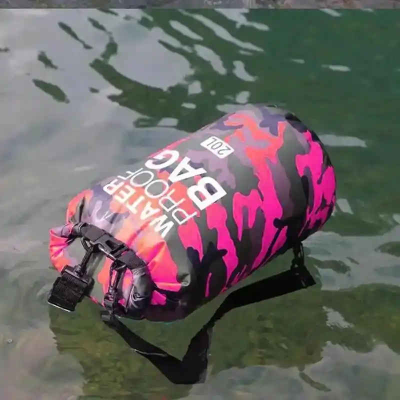 Bolsa / Maletín Impermeable De 20 Litros, Bolsa Seca De Almacenamiento Fucsia Camuflado