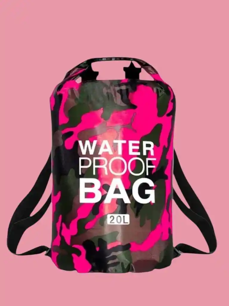 Bolsa / Maletín Impermeable De 20 Litros, Bolsa Seca De Almacenamiento Fucsia Camuflado