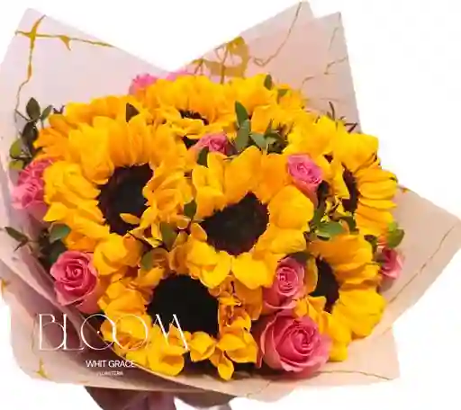 Flores Girasoles Y Rosas Rosadas, Perfect