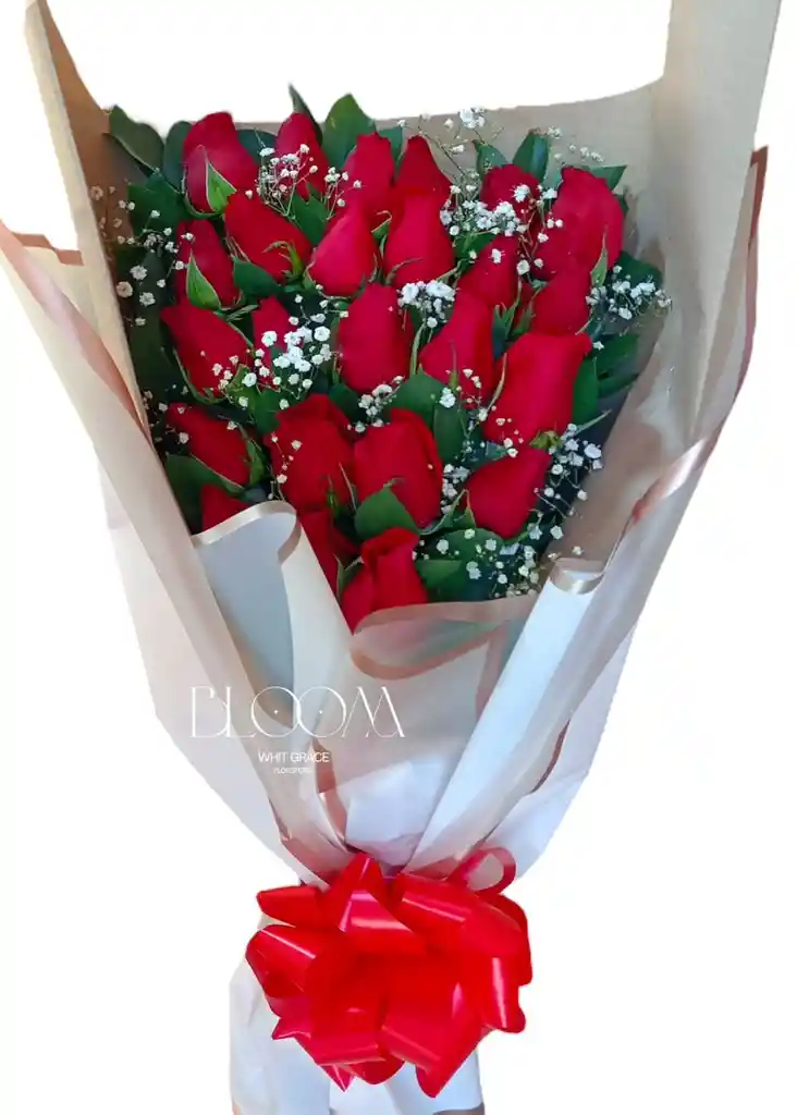 Flores Rosas Rojas X24 En Ramillete