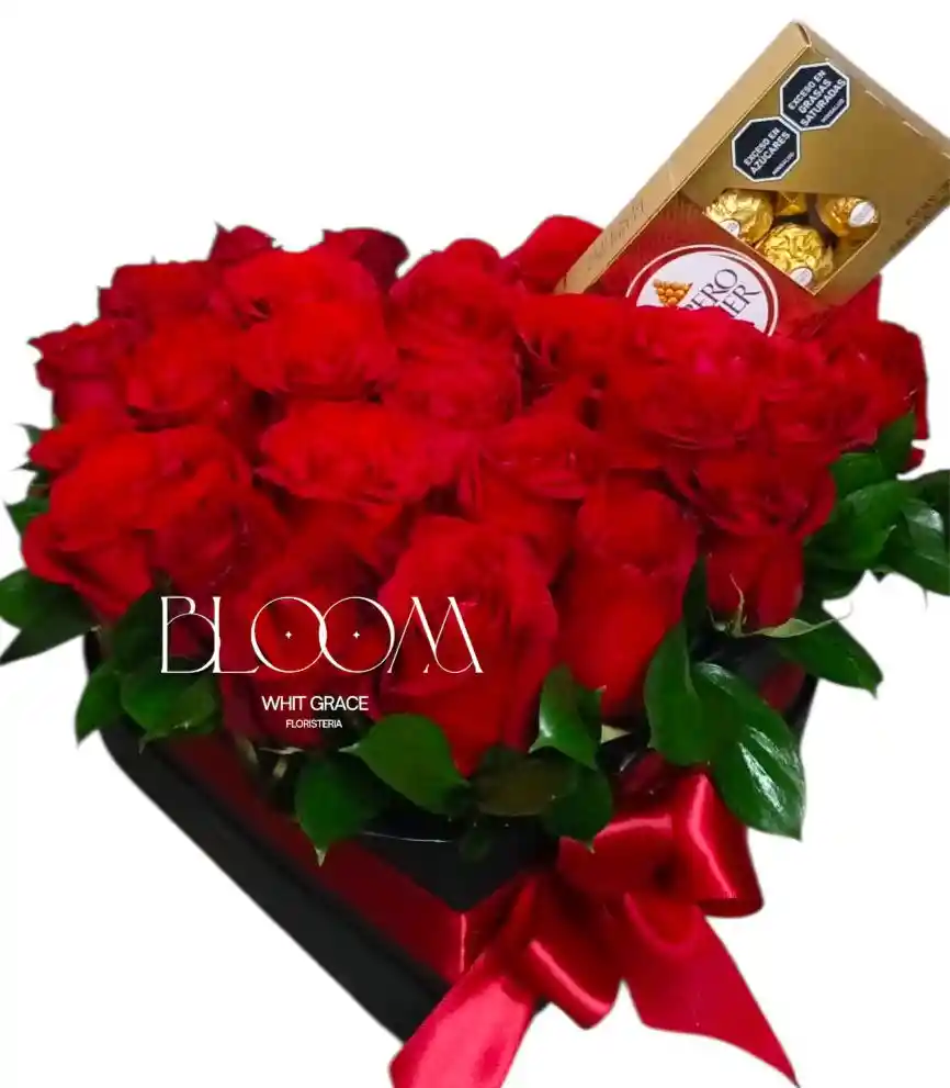 Flores Rosas Rojas En Corazon Ferrero