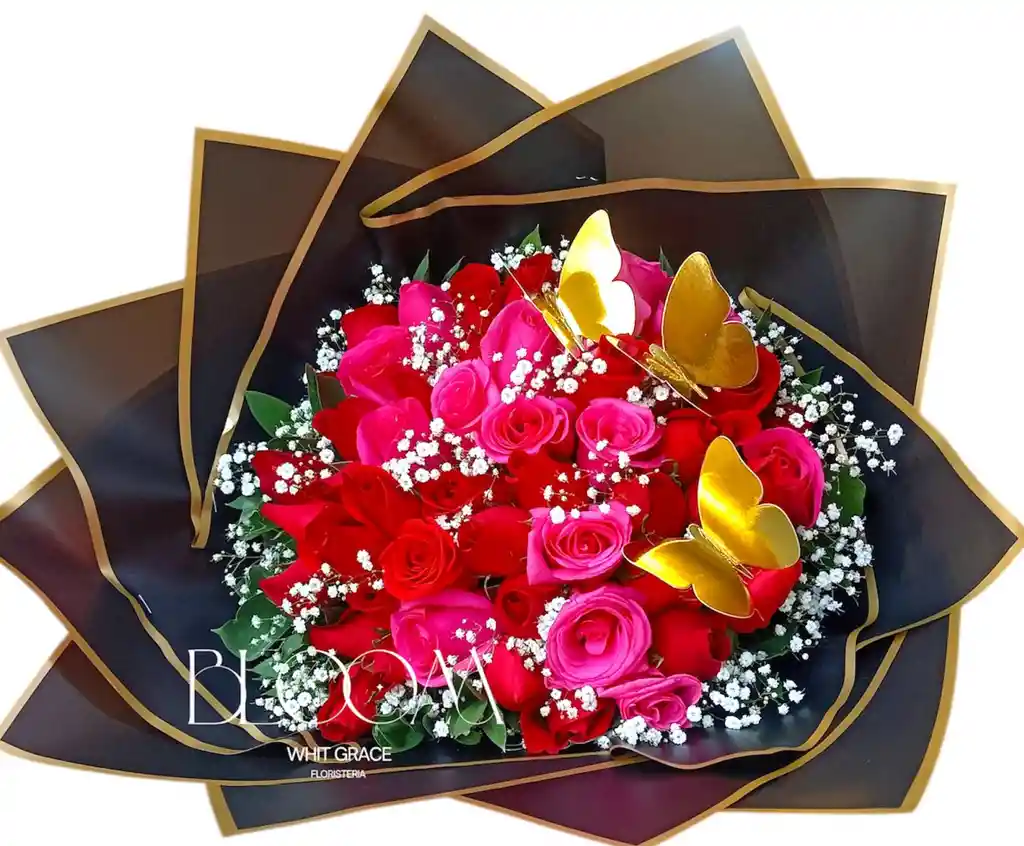 Flores Rosas Rojas Y Rosadas