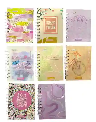 Cuaderno Mini Agenda Argollado Pasta Dura Lukis Dama 80 Hojas Cuadriculadas