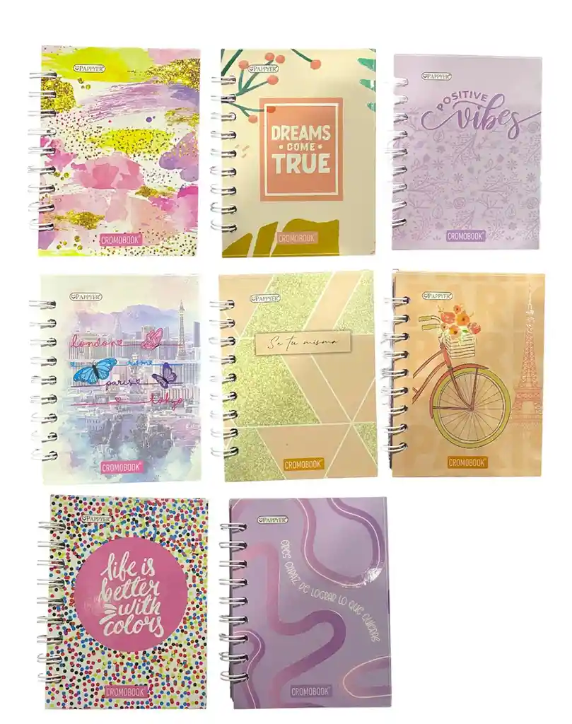 Cuaderno Mini Agenda Argollado Pasta Dura Lukis Dama 80 Hojas Cuadriculadas