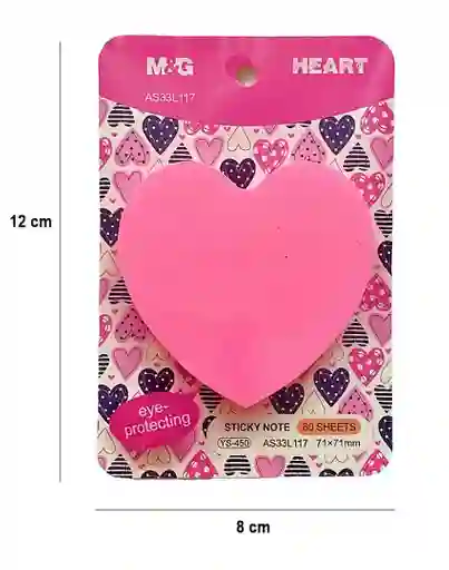 Notas Adhesivas En Forma De Corazon X 60 Hojas Rosado Neon