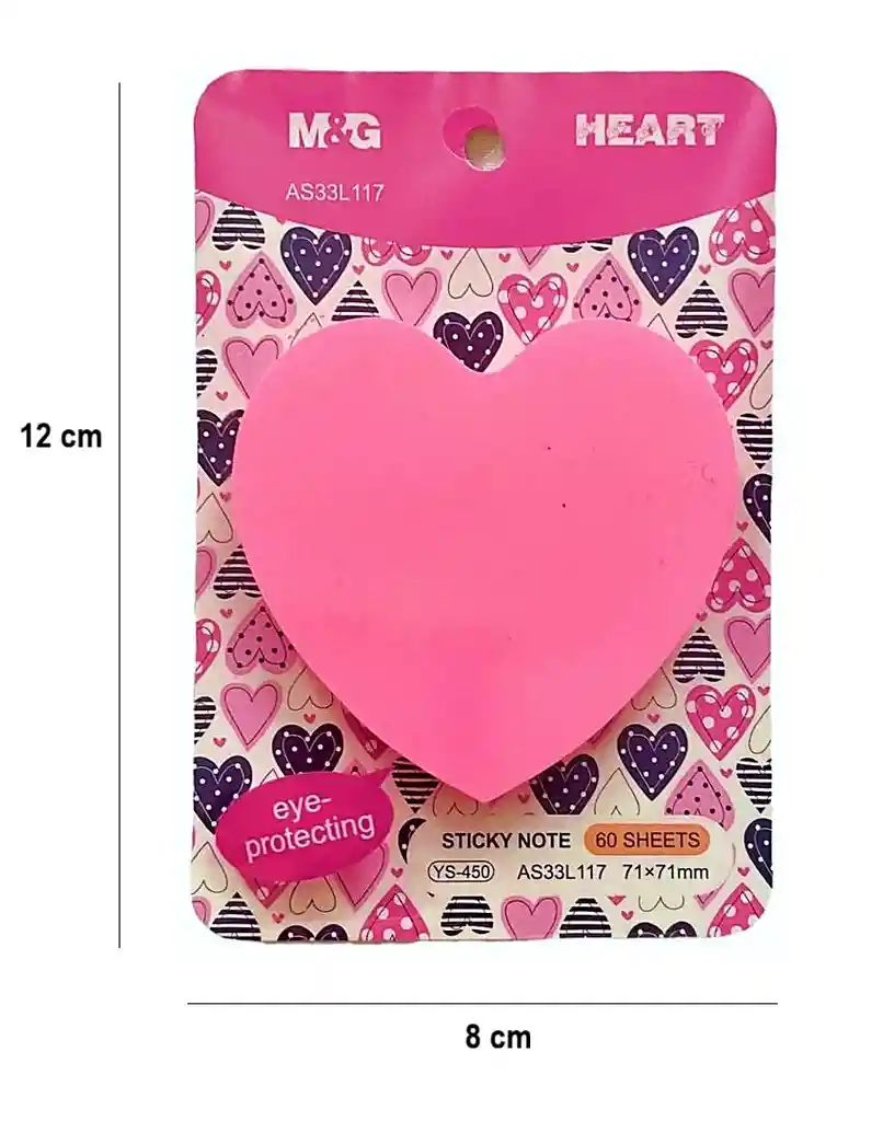 Notas Adhesivas En Forma De Corazon X 60 Hojas Rosado Neon