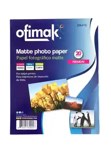 Papel Fotografico De 180 Gm Tamaño Carta X 20 Hojas