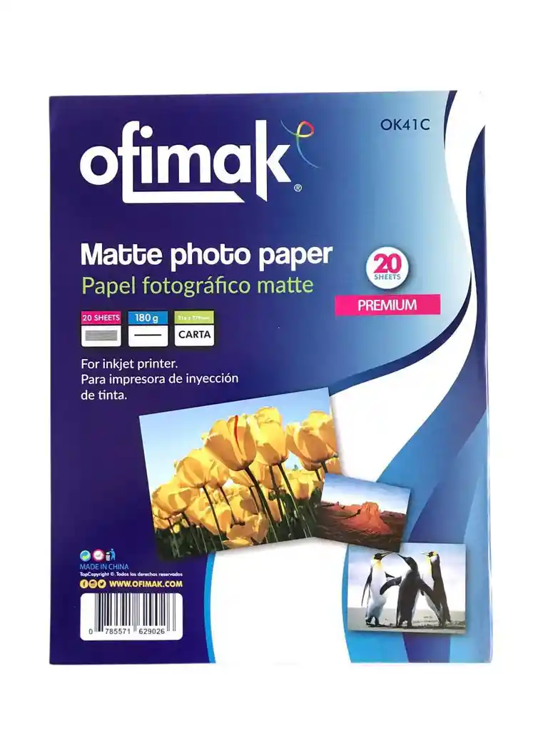 Papel Fotografico De 180 Gm Tamaño Carta X 20 Hojas
