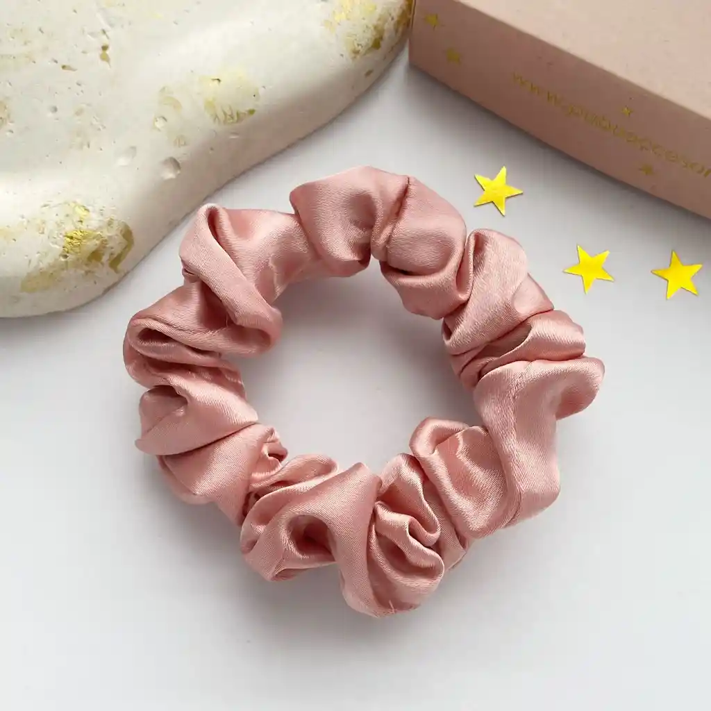 Scrunchies, Moñas, Bambas En Satín Licrado Pubu Rosa