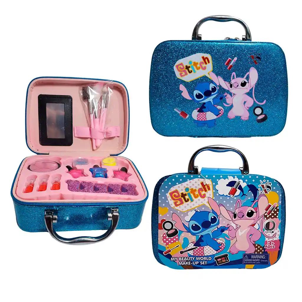 Maleta Kit Maquillaje Stitch Angel Niñas Juguete Esmaltes
