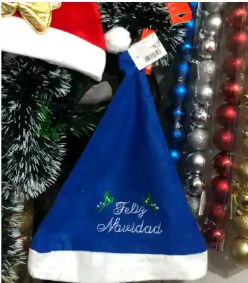 Gorro De Navidad Sombrero Tradicional Navideño Feliz Navidad Azul