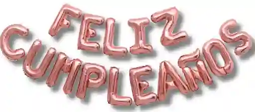 Letrero Globos Feliz Cumpleaños Rosa Metalico