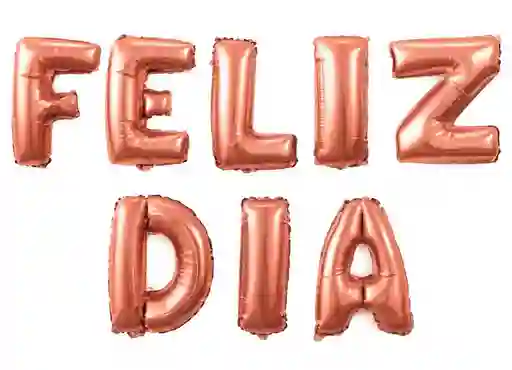 Letrero Feliz Dia Rosa Metalico Bombas