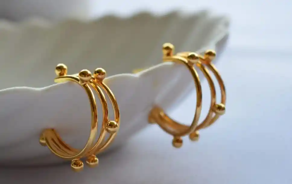 Aretes Dorada Triple Aro