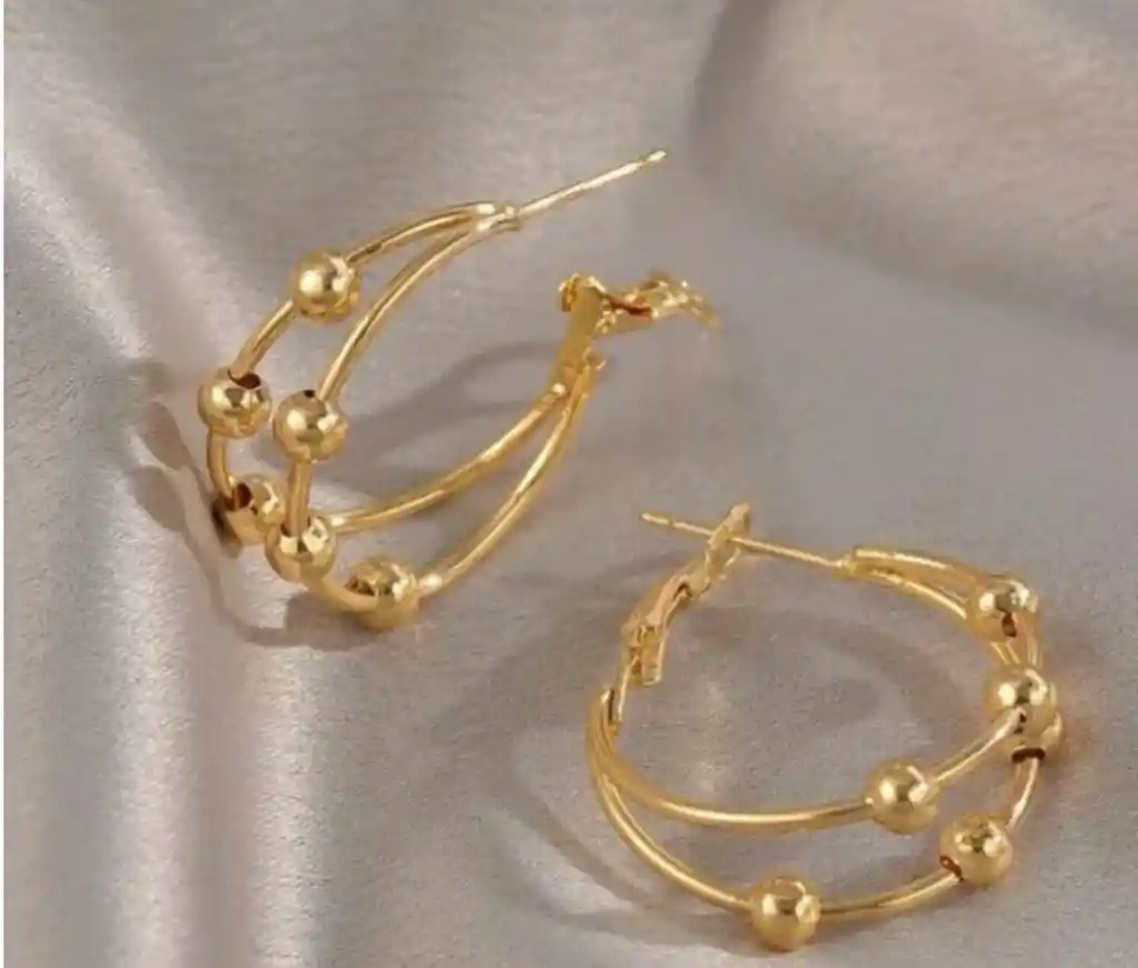 Aretes Dorada Triple Aro