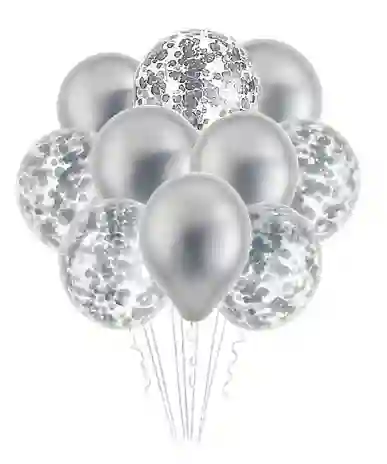 Set Decorativo De Globos Plateado X10